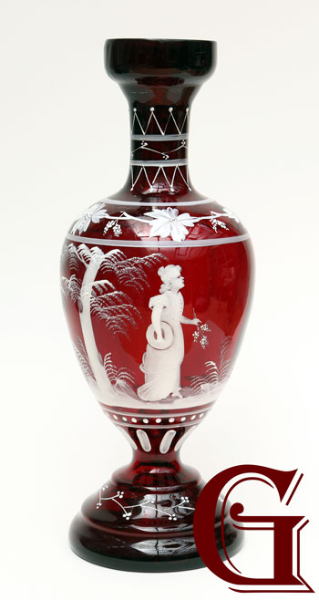 ruby glass Mary Gregory vase